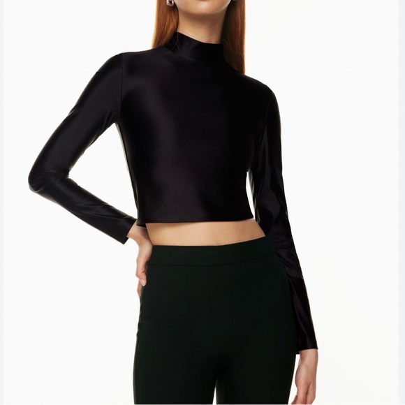Aritzia Tops - Aritzia Babaton women’s Satinette Mockneck Longsleeve Black Size XS